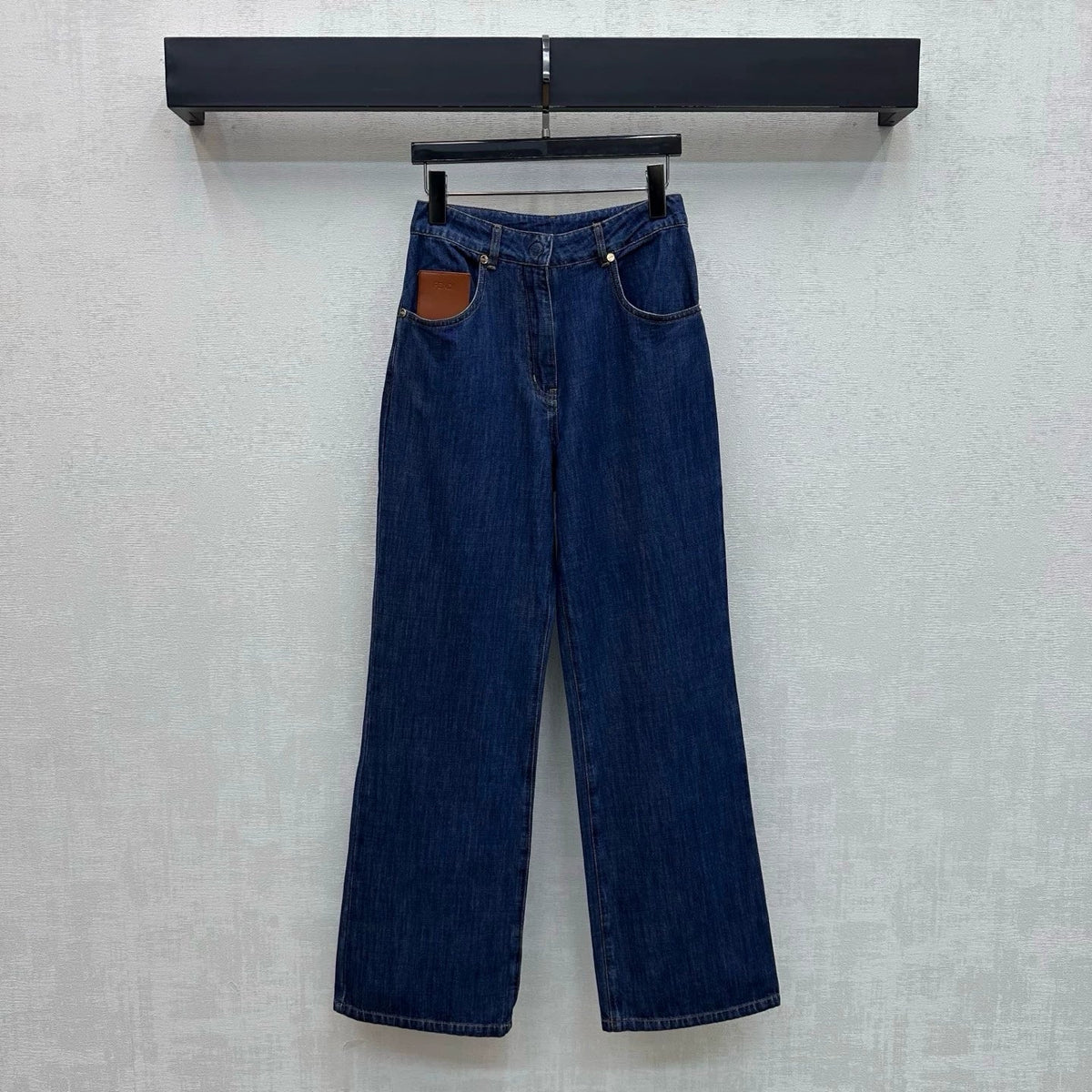 26New ArrivalPaneled Straight-Leg Denim Trousers