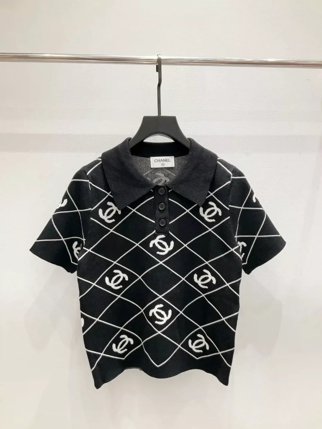 25fw Collar knit short sleeved shirt