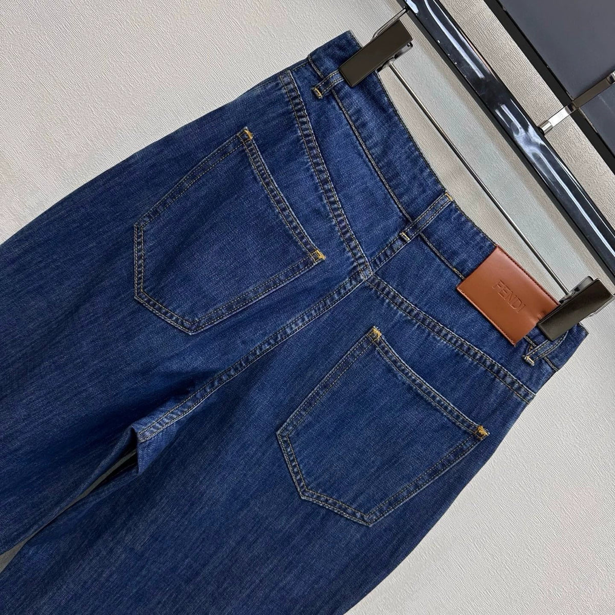 26New ArrivalPaneled Straight-Leg Denim Trousers