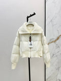 25 Knitted patchwork large collar jacket down jacket