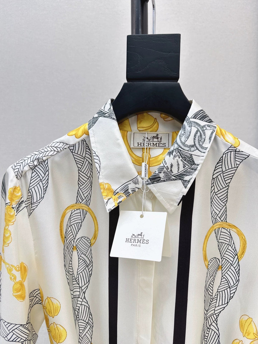 25fw Pattern positioning printed shirt collar dress