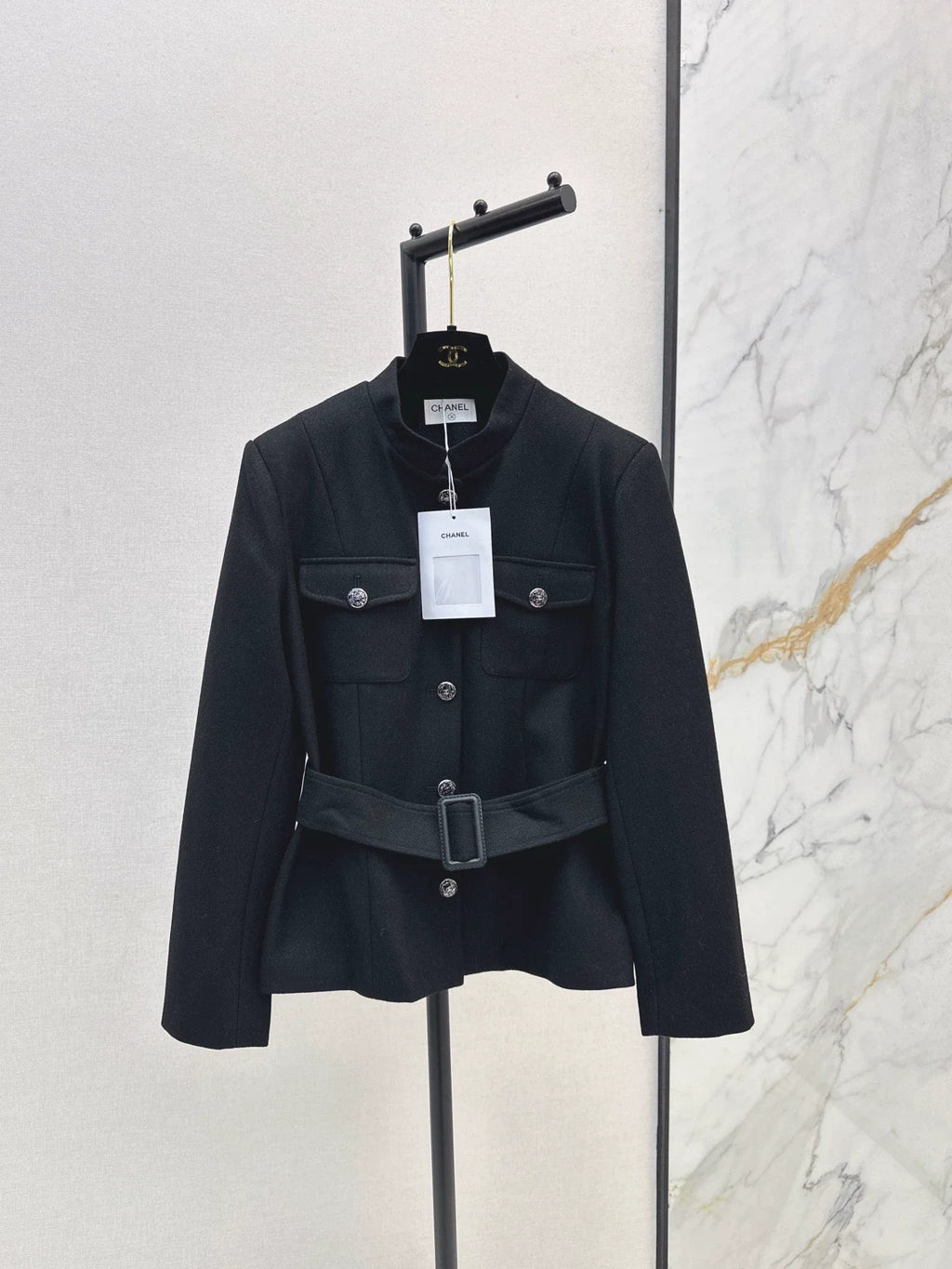 25fw Black woolen coat
