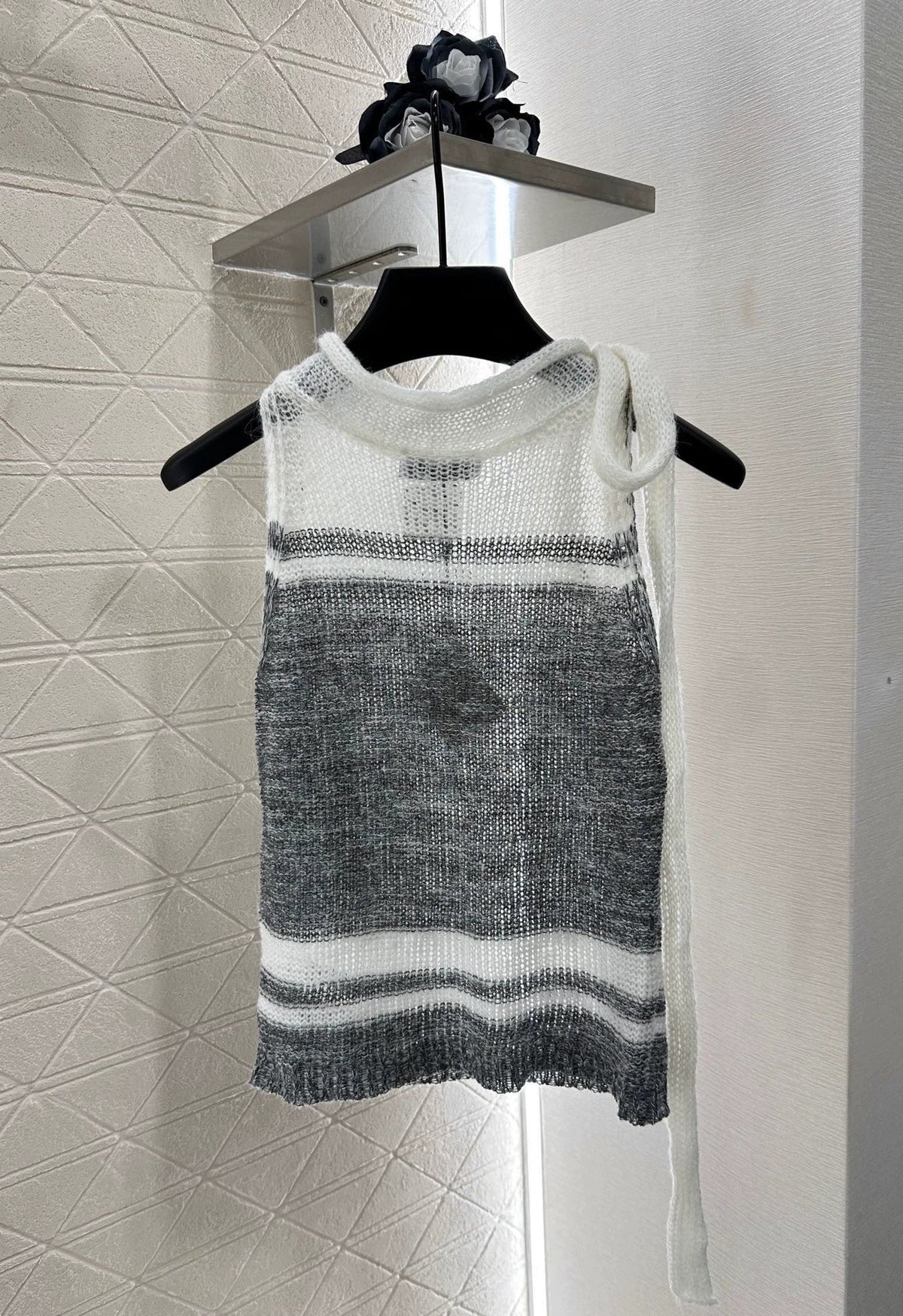 25 Striped Knit Vest and Skirt Set