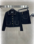 25 Genuine leather jacket and skirt set.