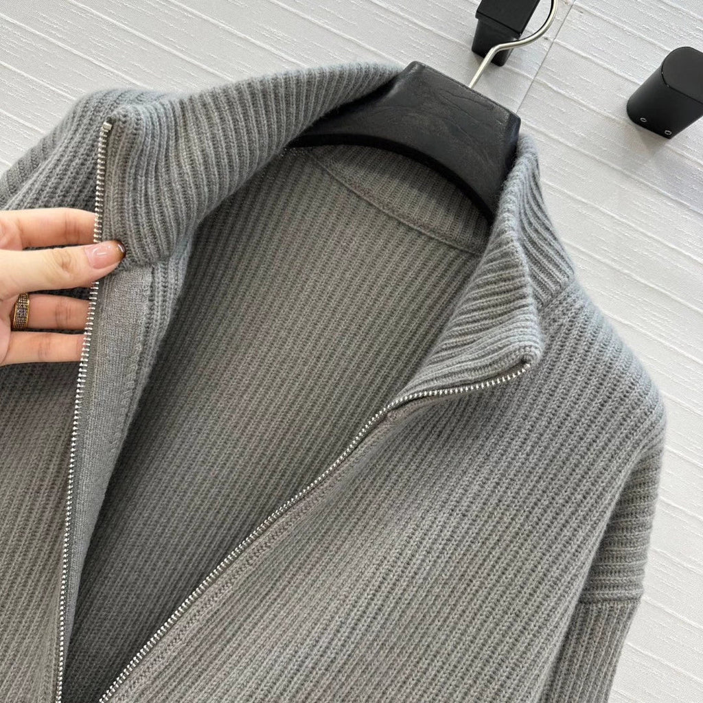 25fw new cashmere knitted zipper jacket