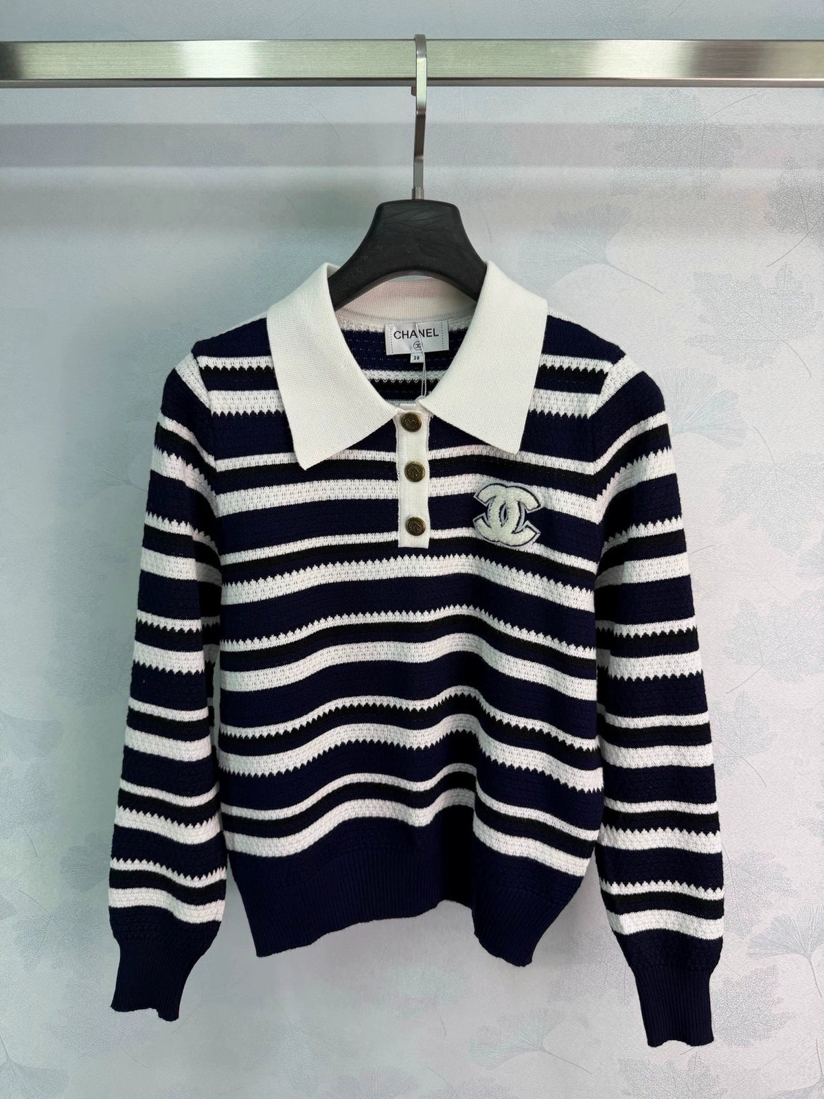 26F Early Autumn New Striped Polo Knit Sweater