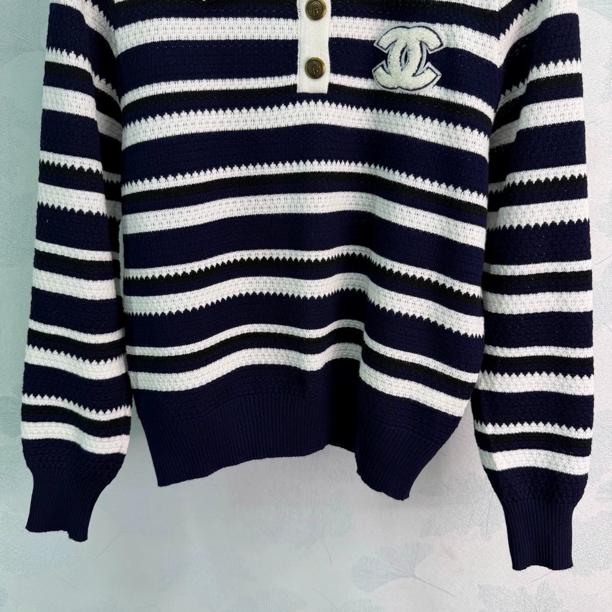 26F Early Autumn New Striped Polo Knit Sweater