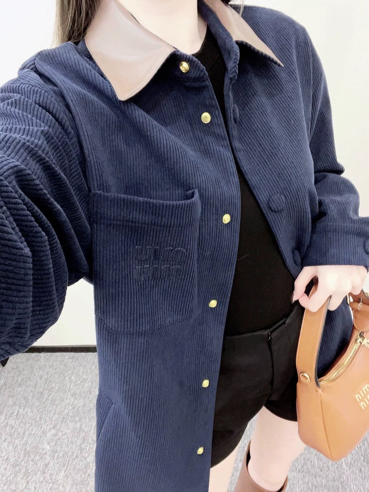 25fw Splicing lapel pocket shirt jacket