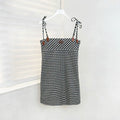 25SS Summer New Plaid Halter Dress