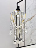 25fw Pattern positioning printed shirt collar dress