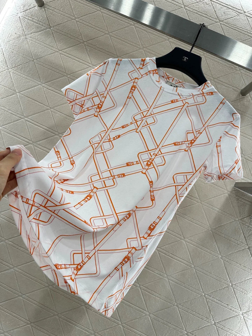 25fw Chain buckle printed T-shirt）