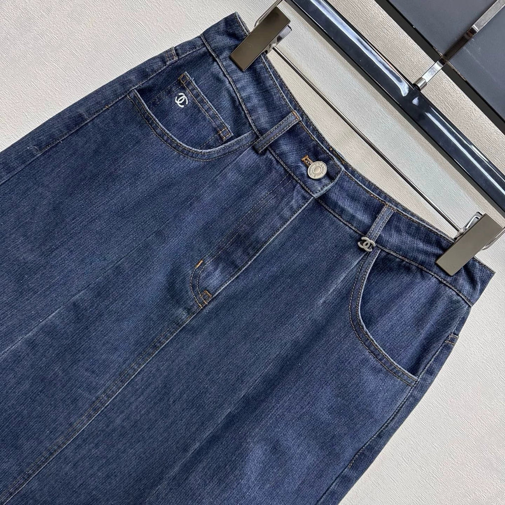 26ssNew Embroidered Denim Mermaid Skirt