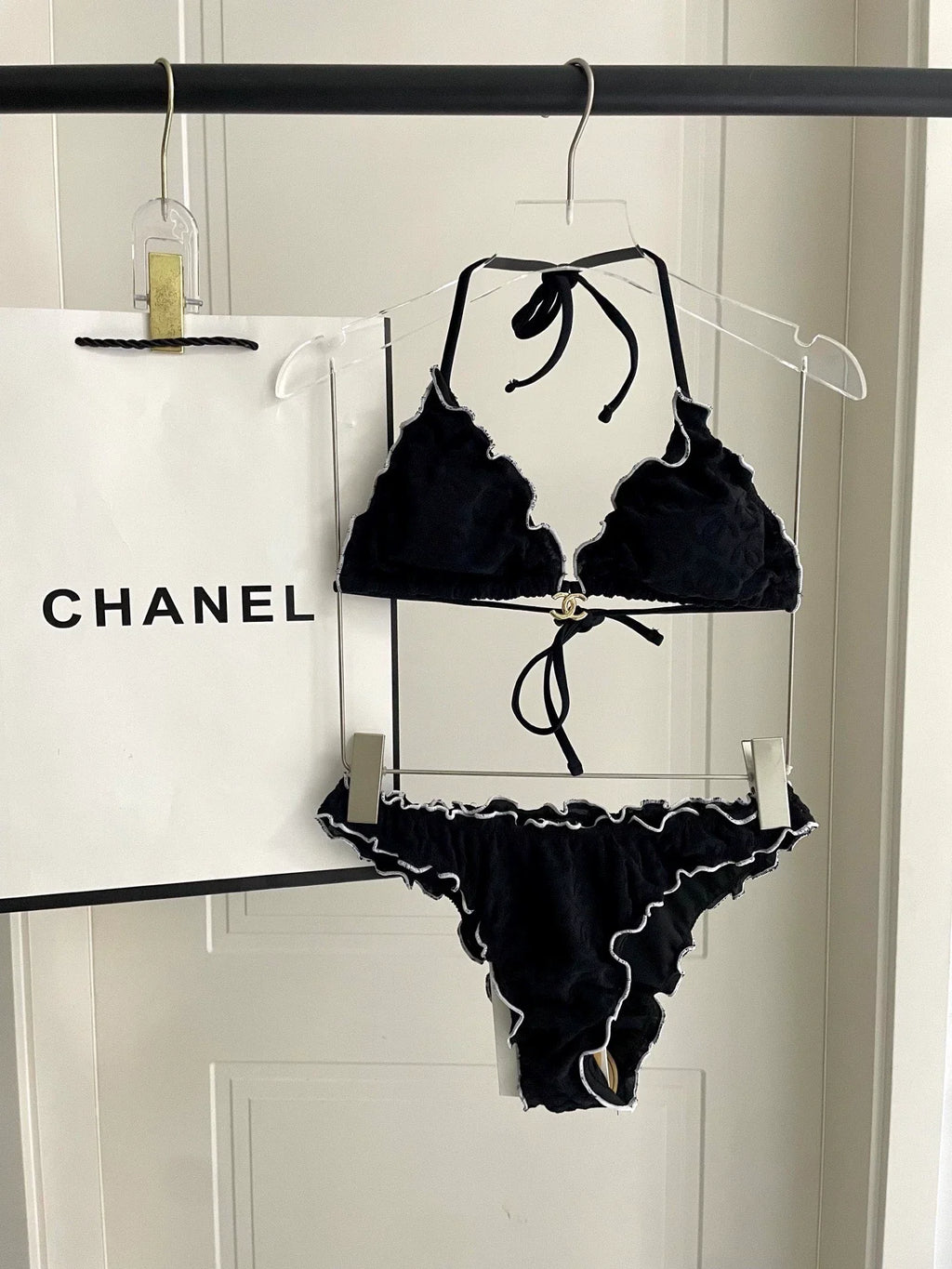 25 New bikini terry logo split swimsuit