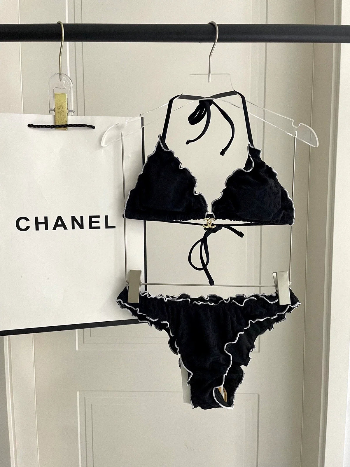 25 New bikini terry logo split swimsuit