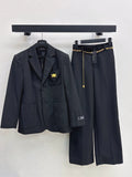 25fw Silhouette suit jacket+waist chain trousers