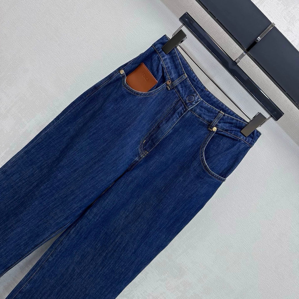 26New ArrivalPaneled Straight-Leg Denim Trousers
