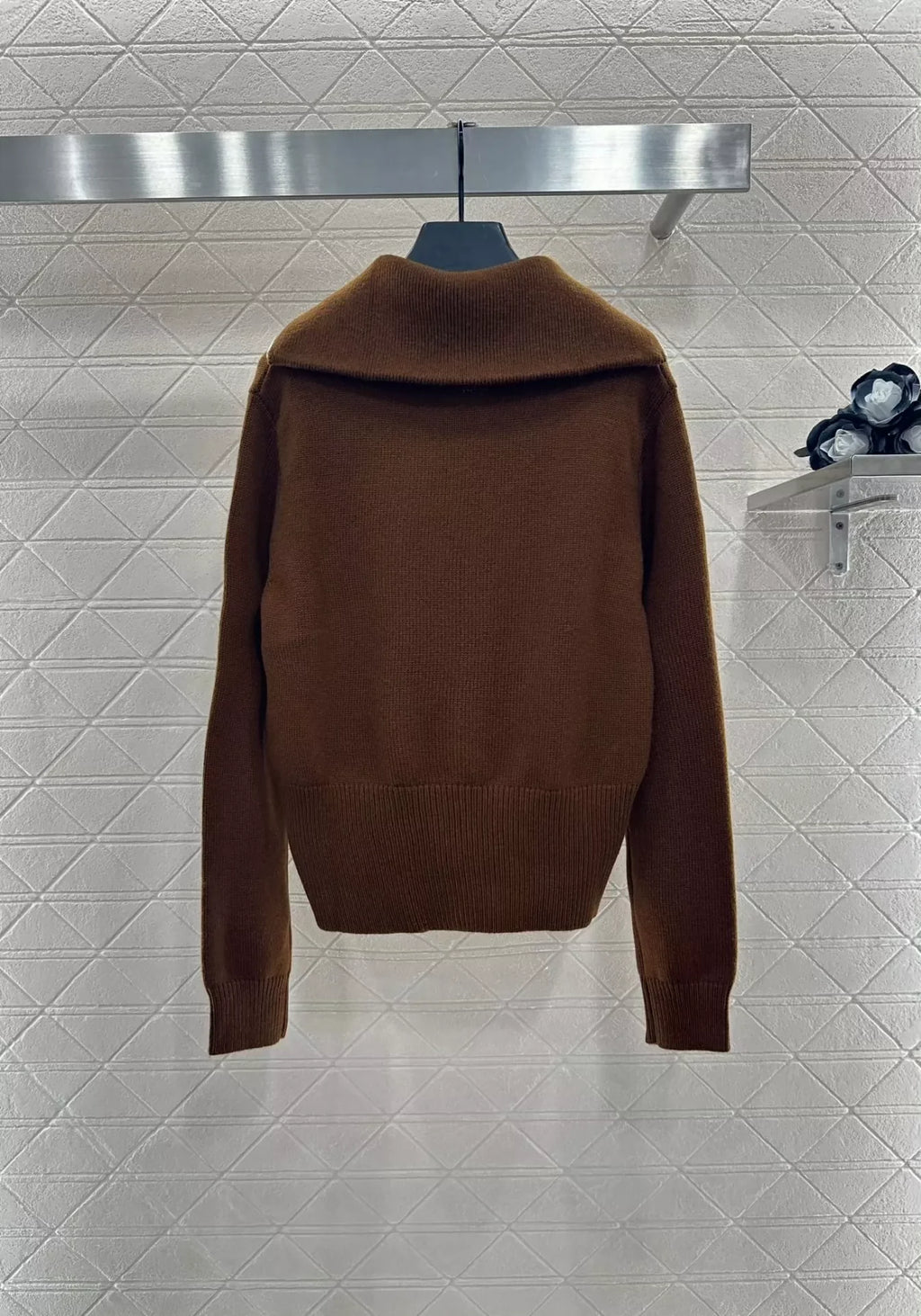 25fw Zipper lapel knit top
