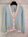 Color-blocked V-neck Cardigan