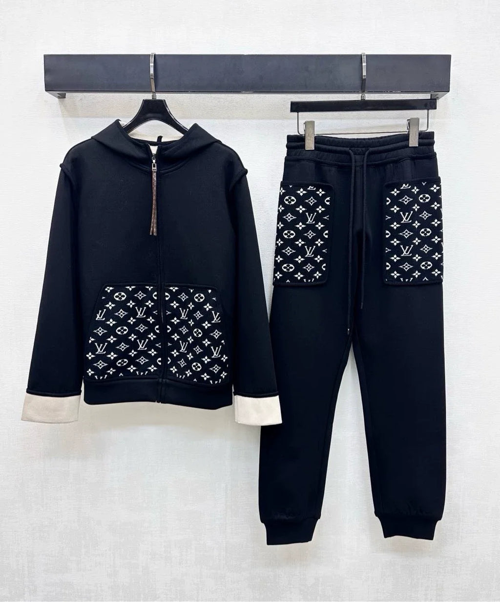 26New Season Hooded Jacquard Jacket & Trousers Set