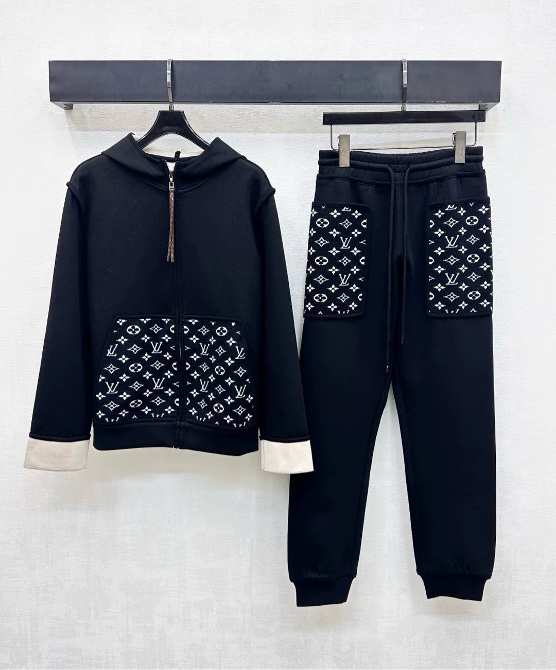 26New Season Hooded Jacquard Jacket & Trousers Set