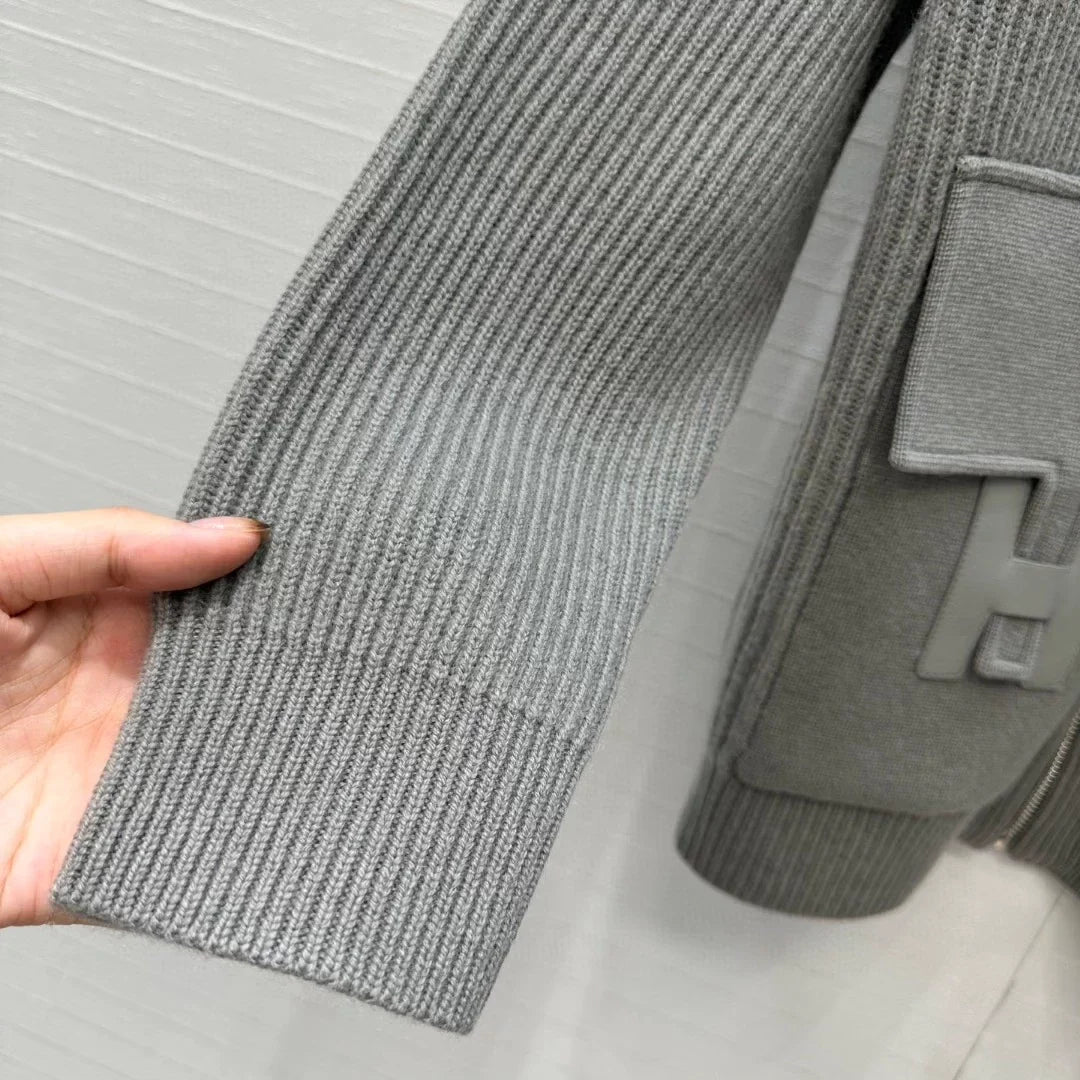 25fw new cashmere knitted zipper jacket