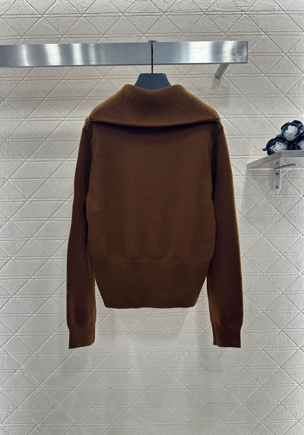 25fw Zipper lapel knit top