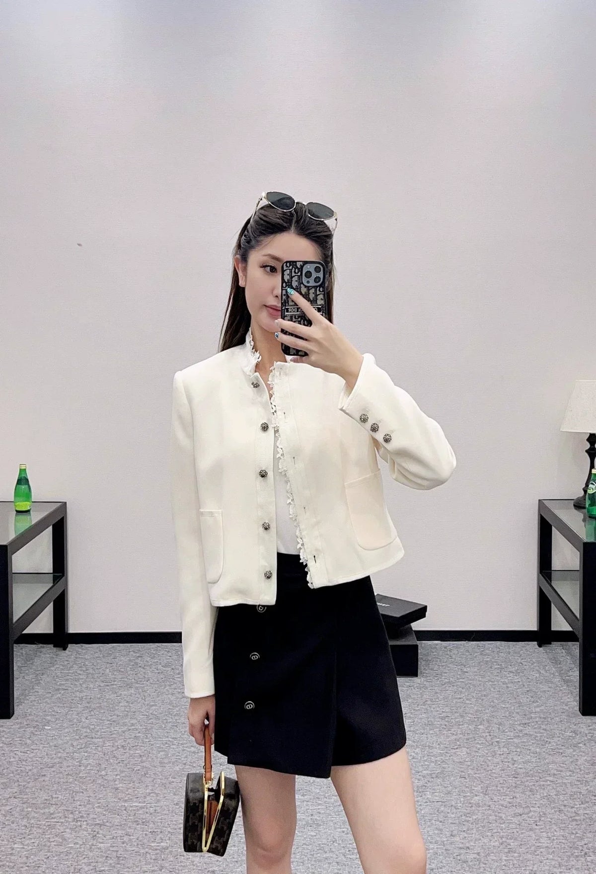 25fw Stand-up collar, water-soluble lace blazer.