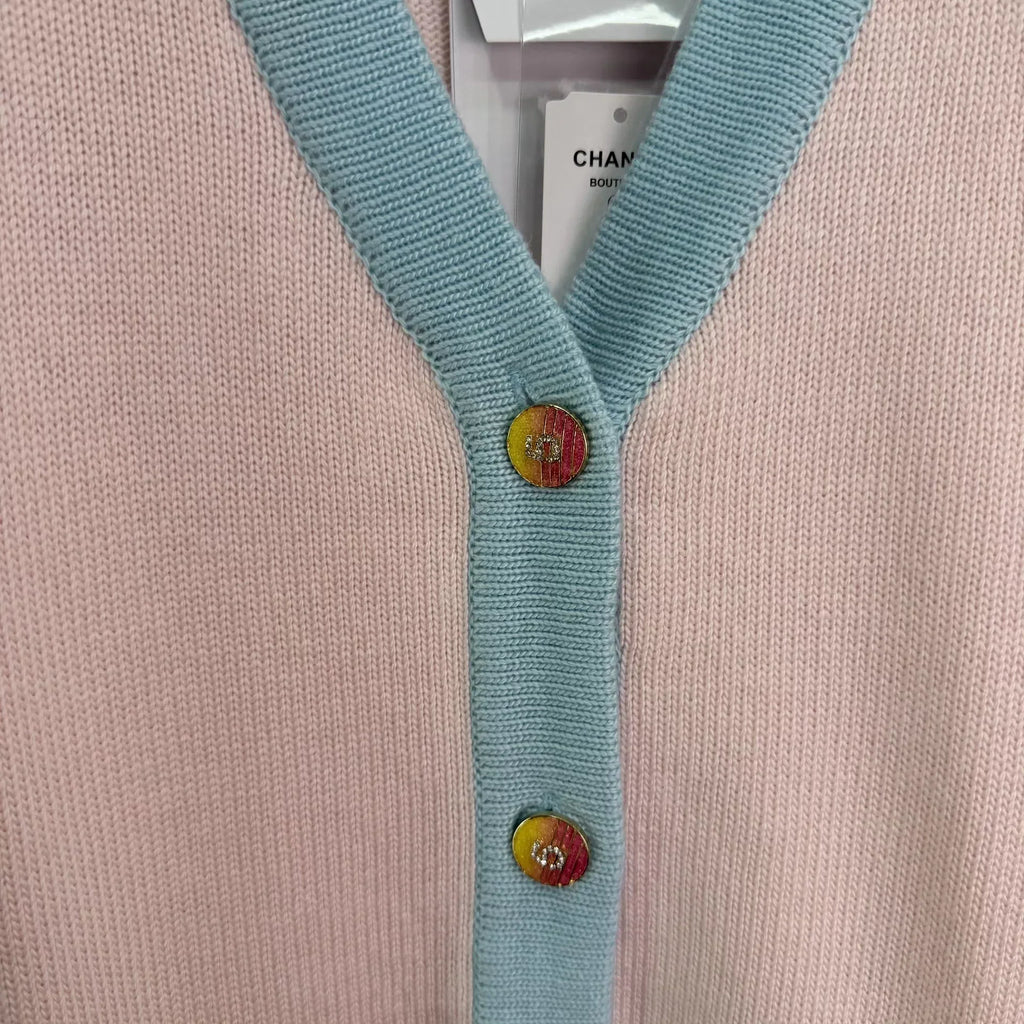 Color-blocked V-neck Cardigan