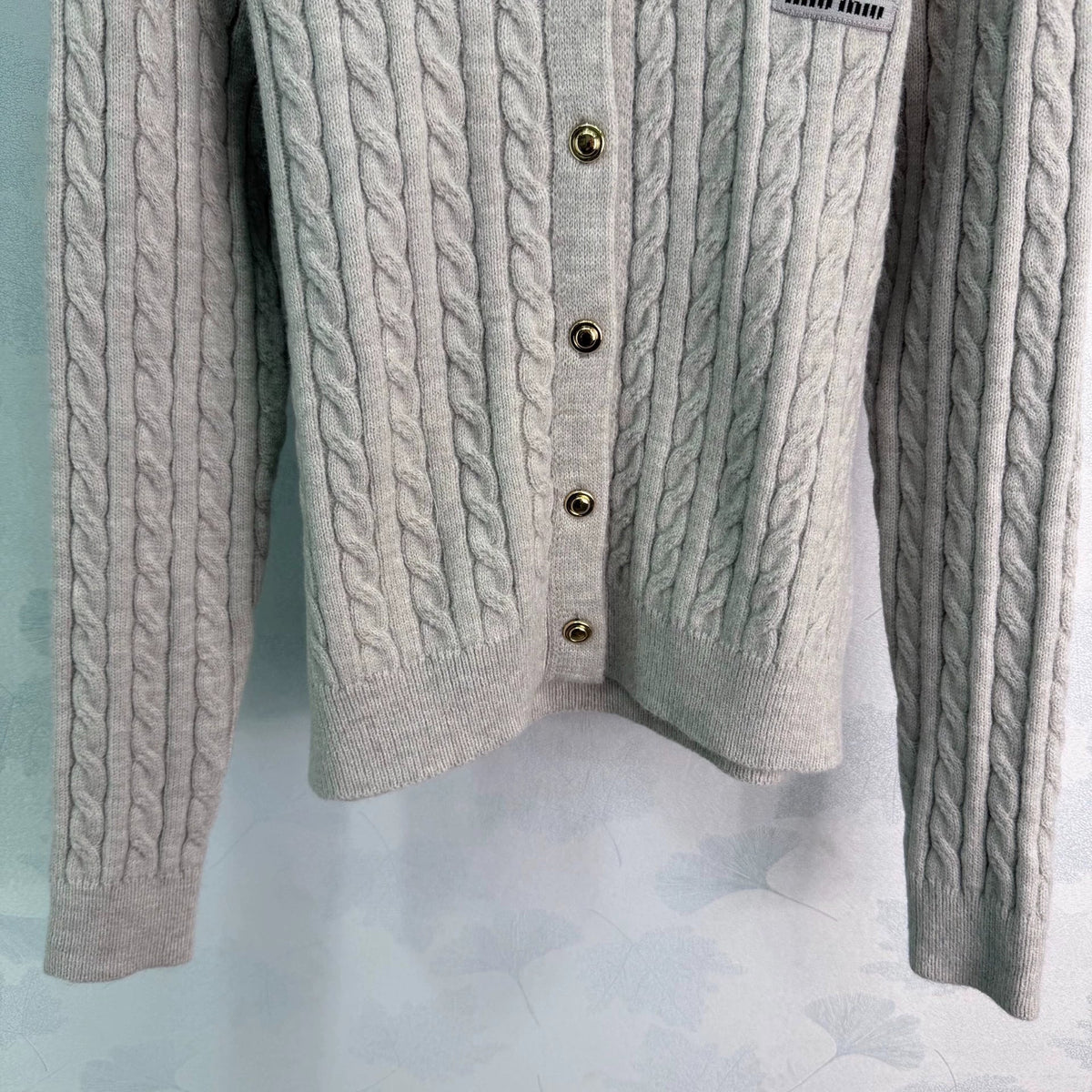 Denim Patchwork Cable Knit Long Sleeve