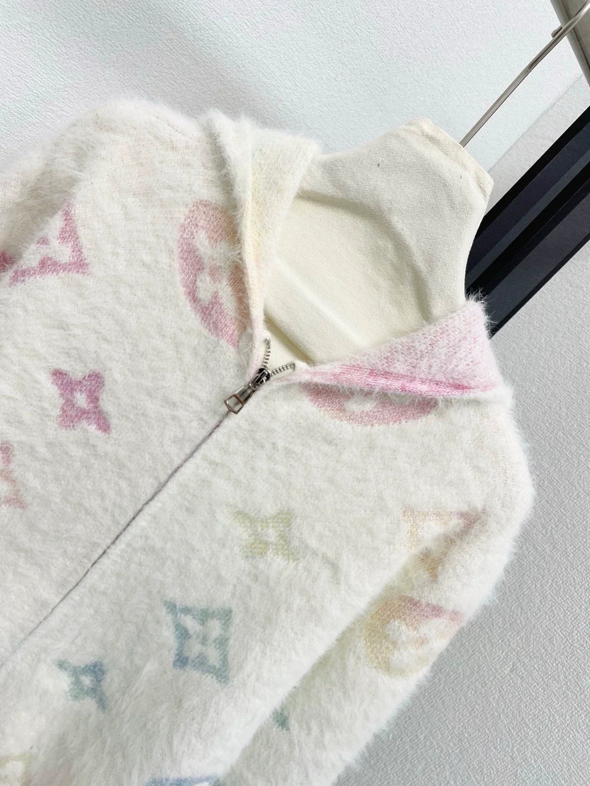 25fw Old flower hooded zipper cardigan