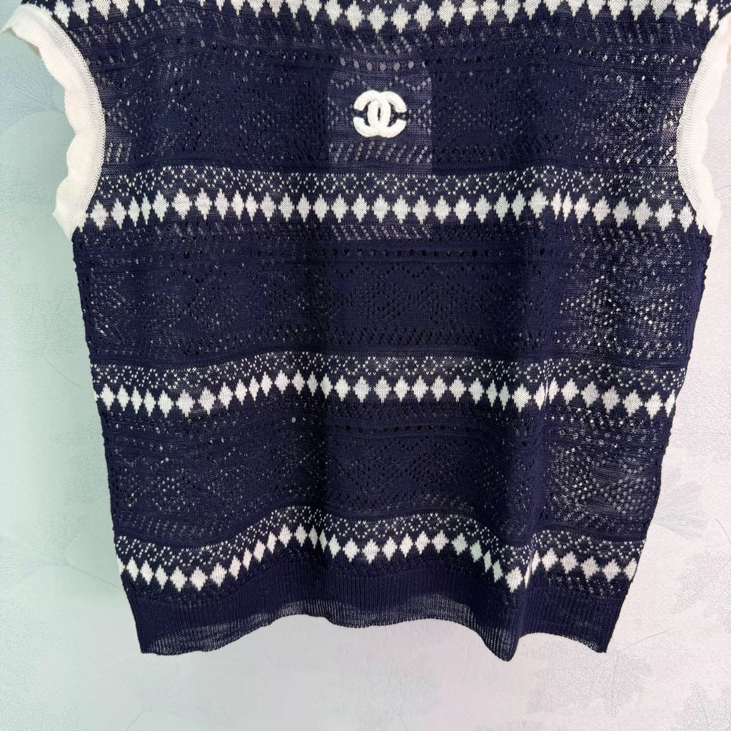 26SS New Striped Knit Vest