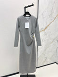 25 Hardware decoration long waist cinching dress