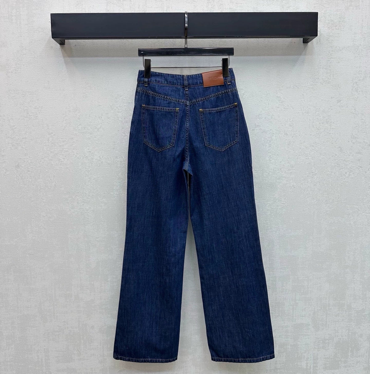 26New ArrivalPaneled Straight-Leg Denim Trousers