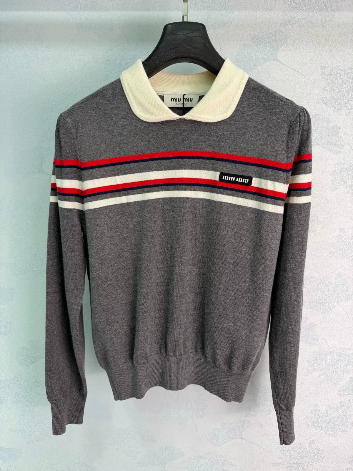26 Early Autumn New Color-Block Striped Collared Knit Long-Sleeve