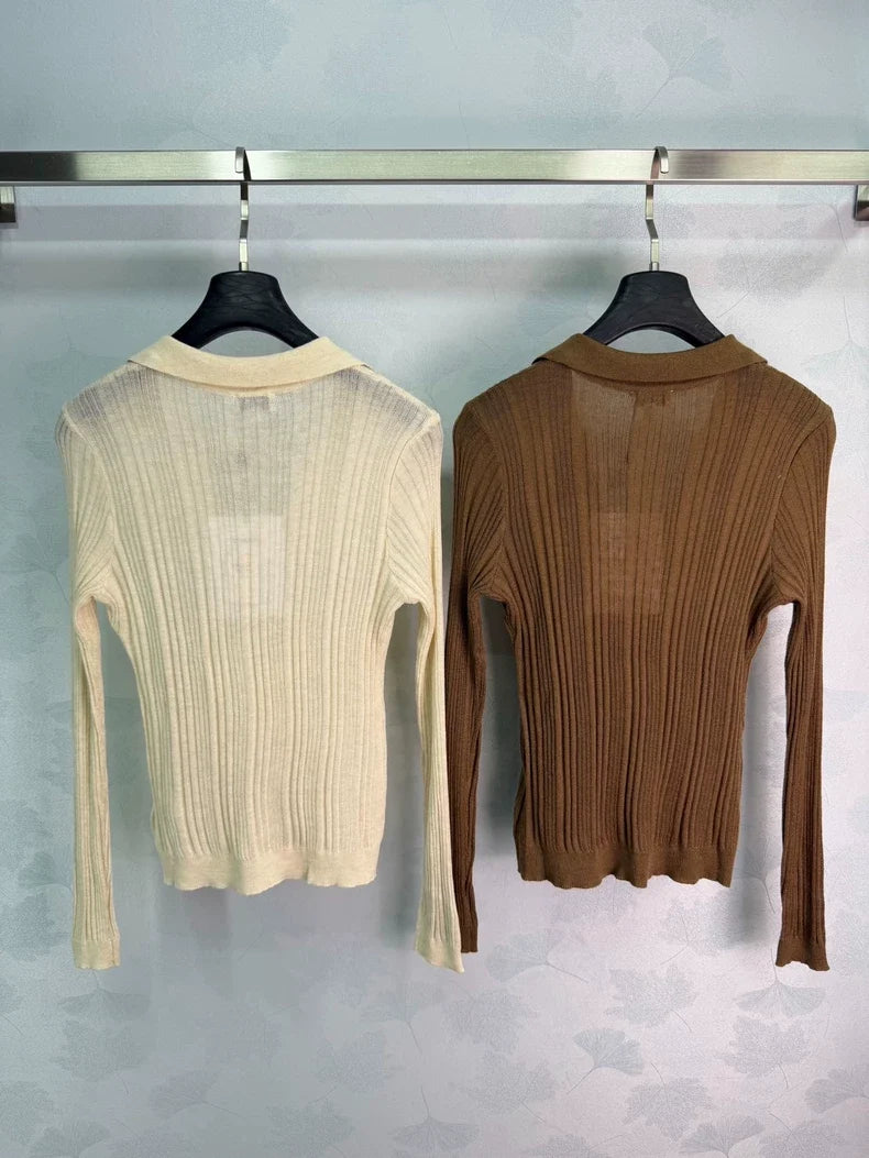 26 Early Autumn New Lapel Knit Long Sleeve Sweater