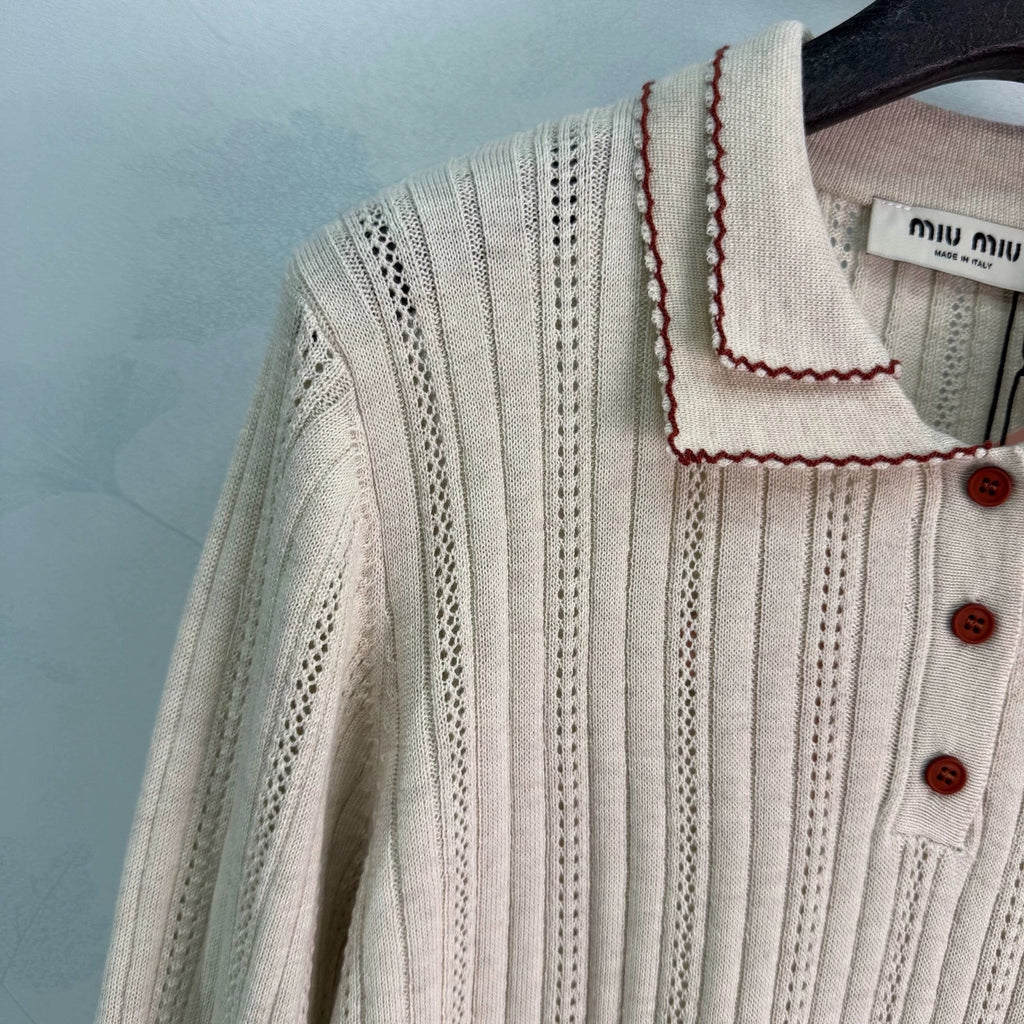 26 Early Autumn New Hollow Knit Polo Shirt