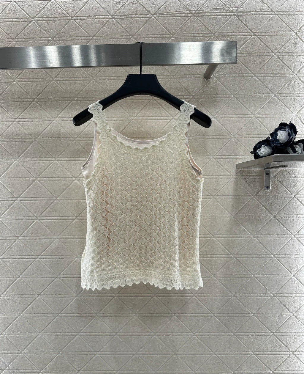 25fw Hollow knit vest two-piece set