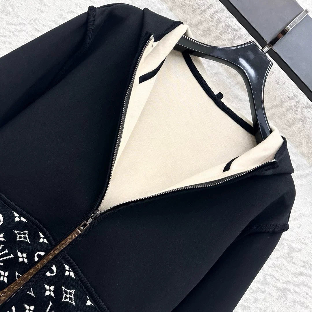 26New Season Hooded Jacquard Jacket & Trousers Set
