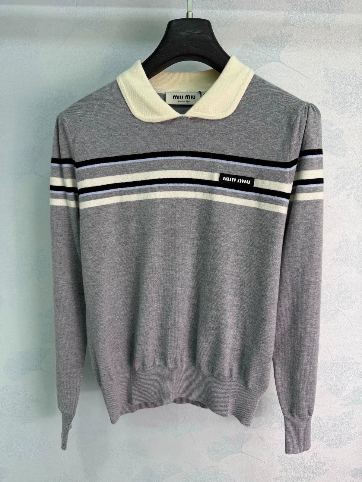 26 Early Autumn New Color-Block Striped Collared Knit Long-Sleeve