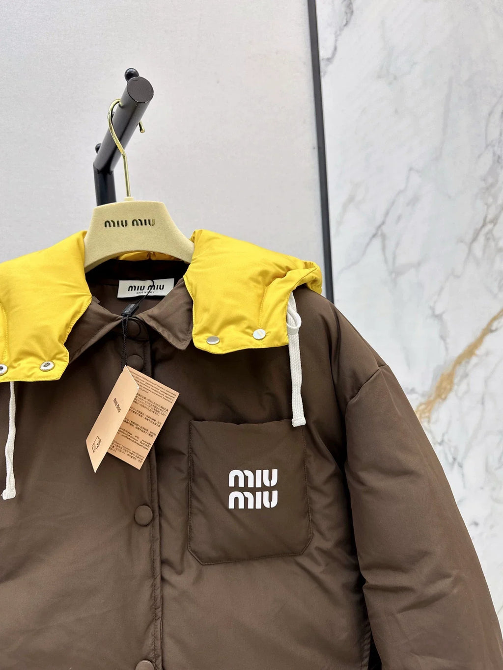 25fw Color blocking hooded bread jacket