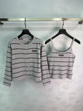 26 Early Autumn New Striped Vest and Knit Cardigan Two-Piece Set