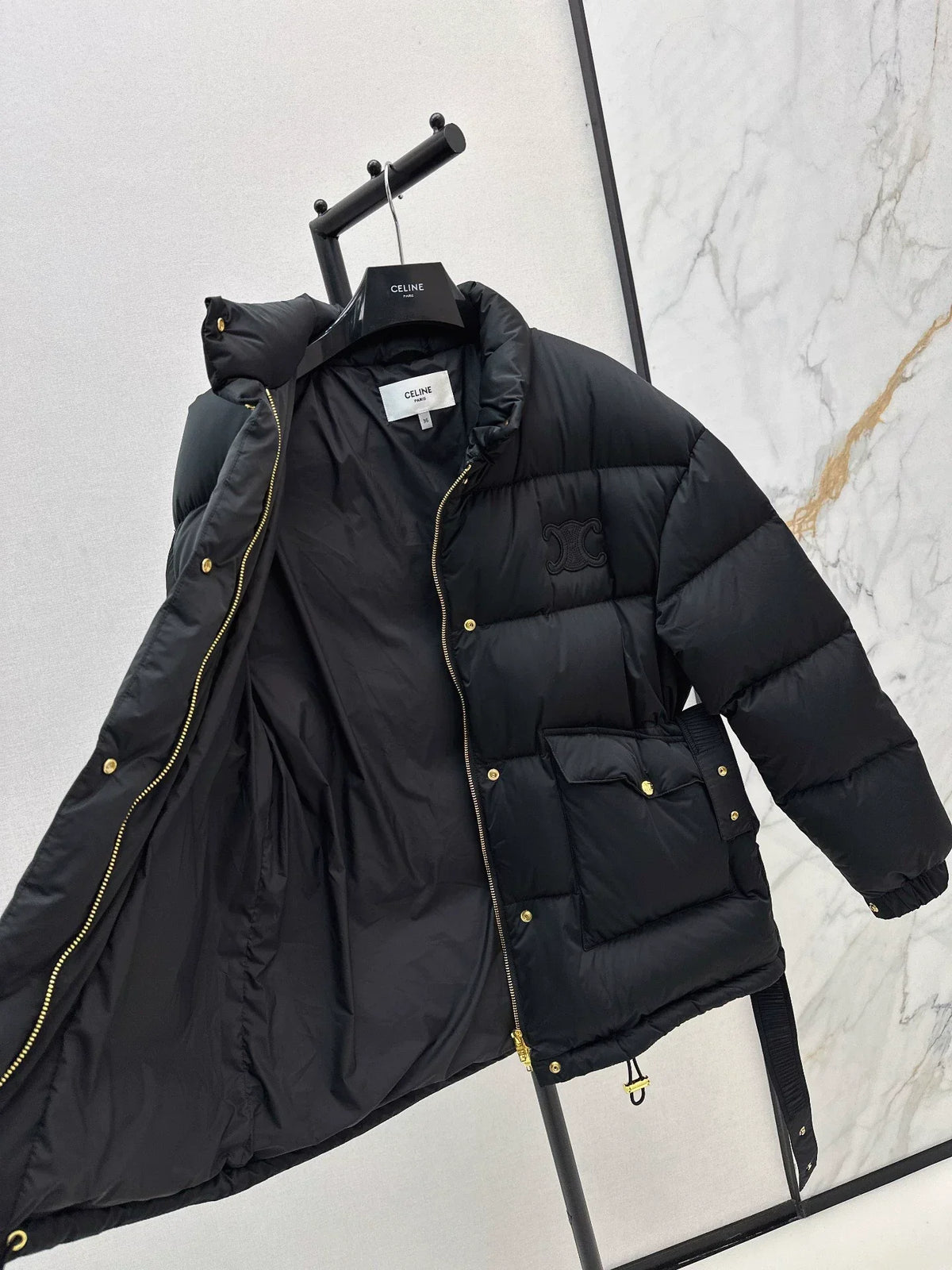 25fw Stand collar waisted down jacket
