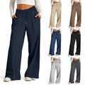 Solid color waist wide-leg trousers