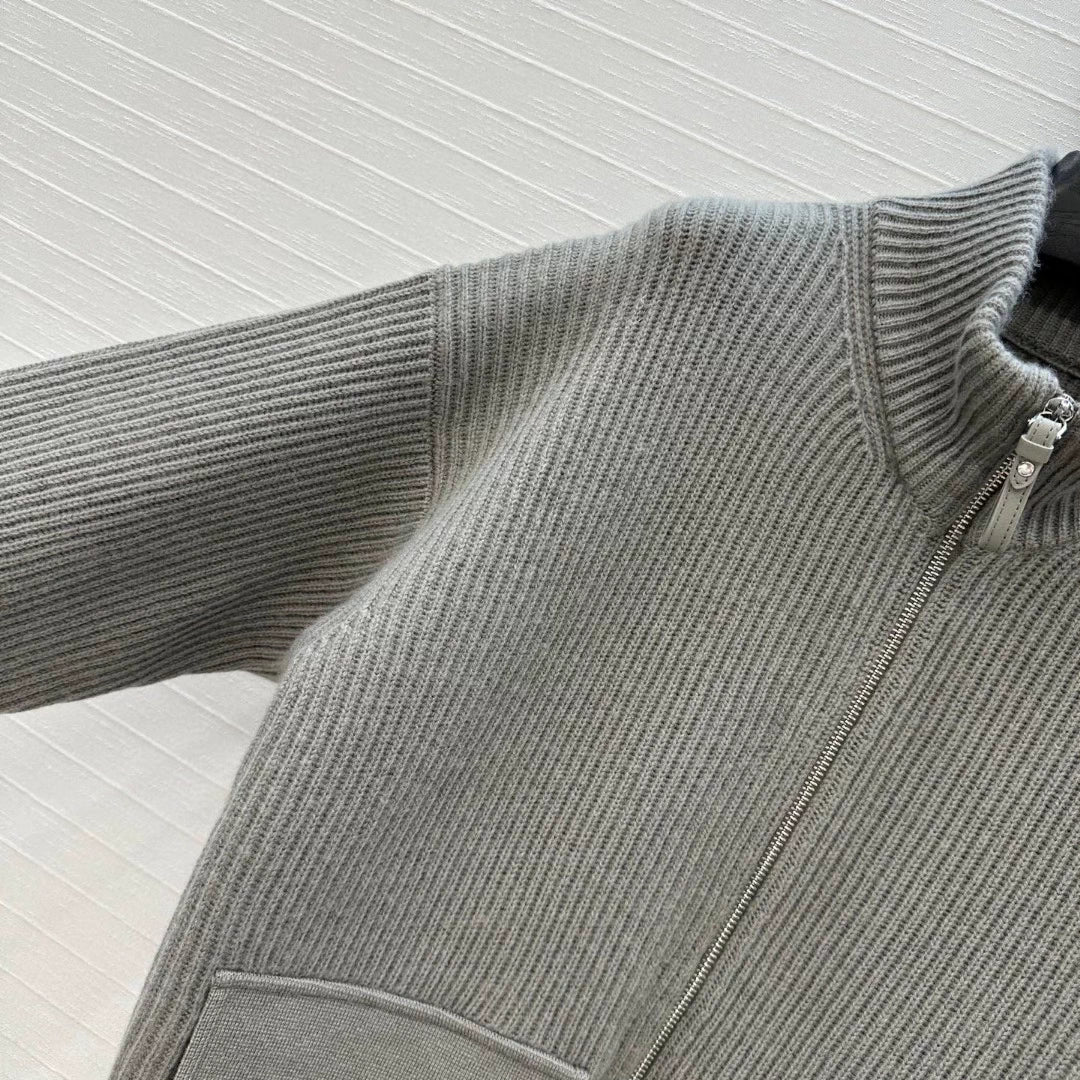25fw new cashmere knitted zipper jacket