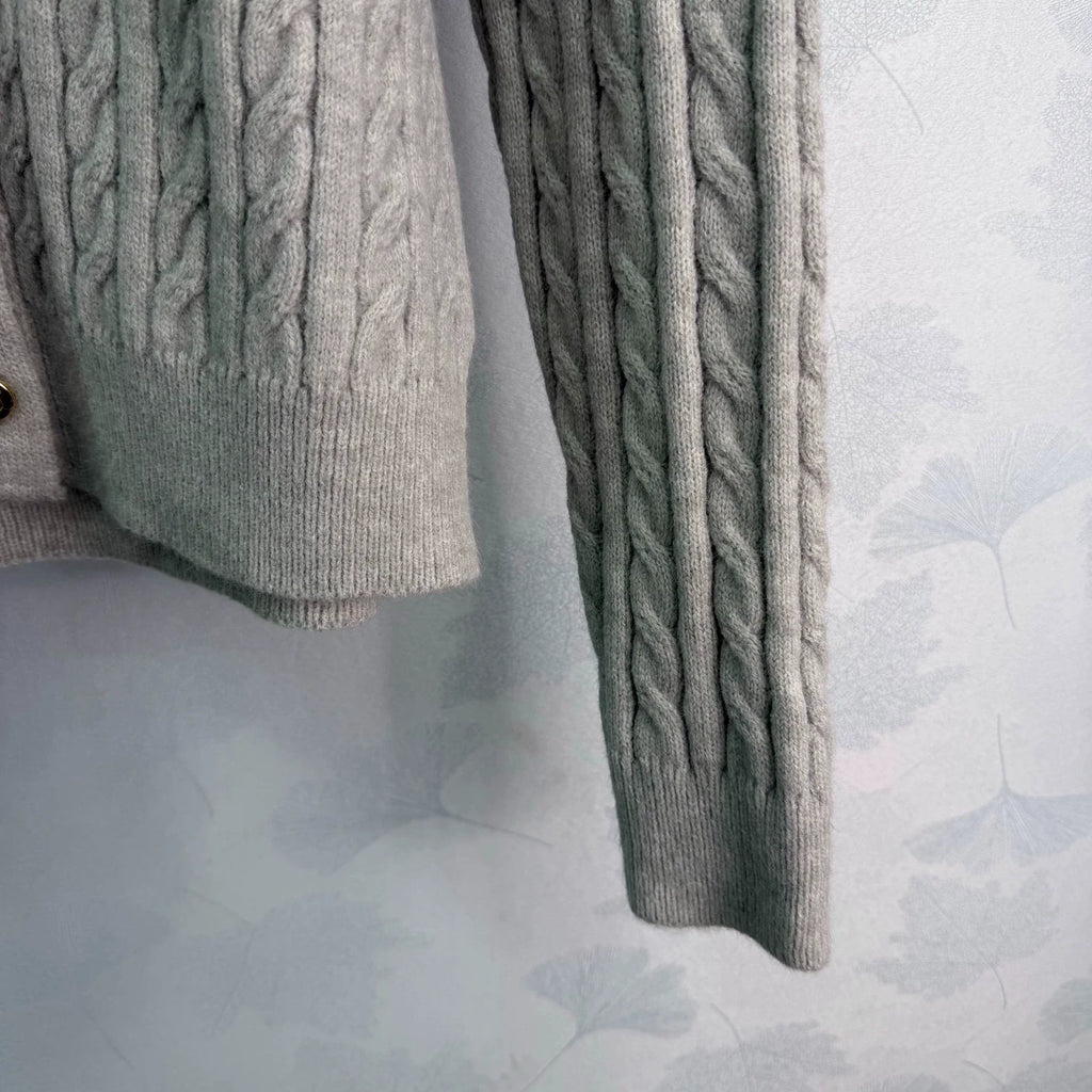 Denim Patchwork Cable Knit Long Sleeve