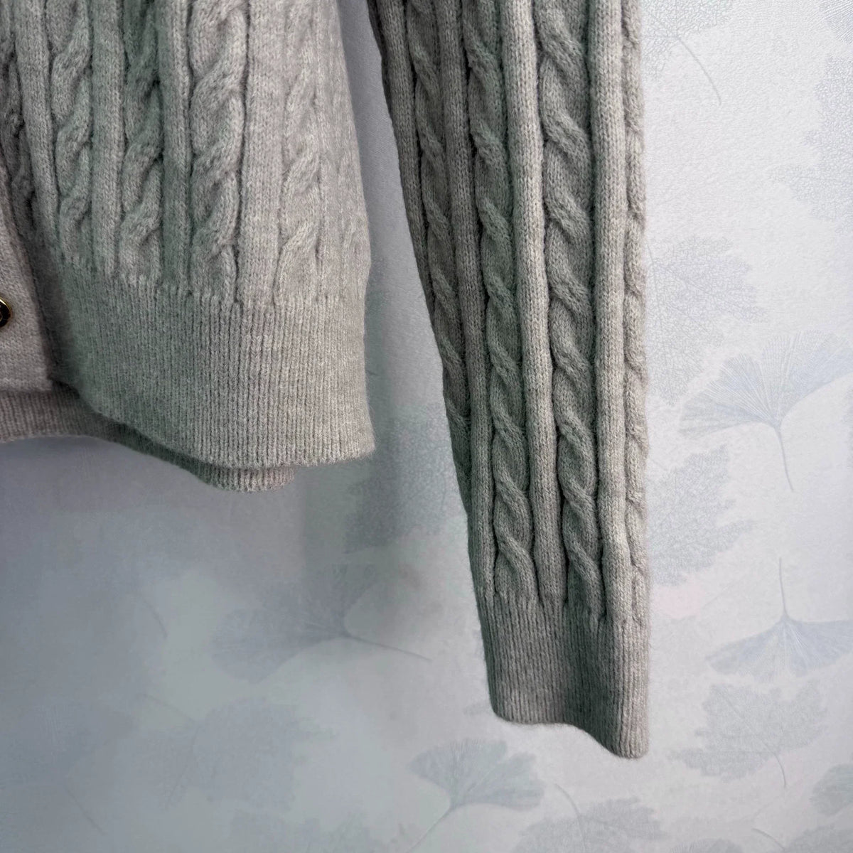 Denim Patchwork Cable Knit Long Sleeve