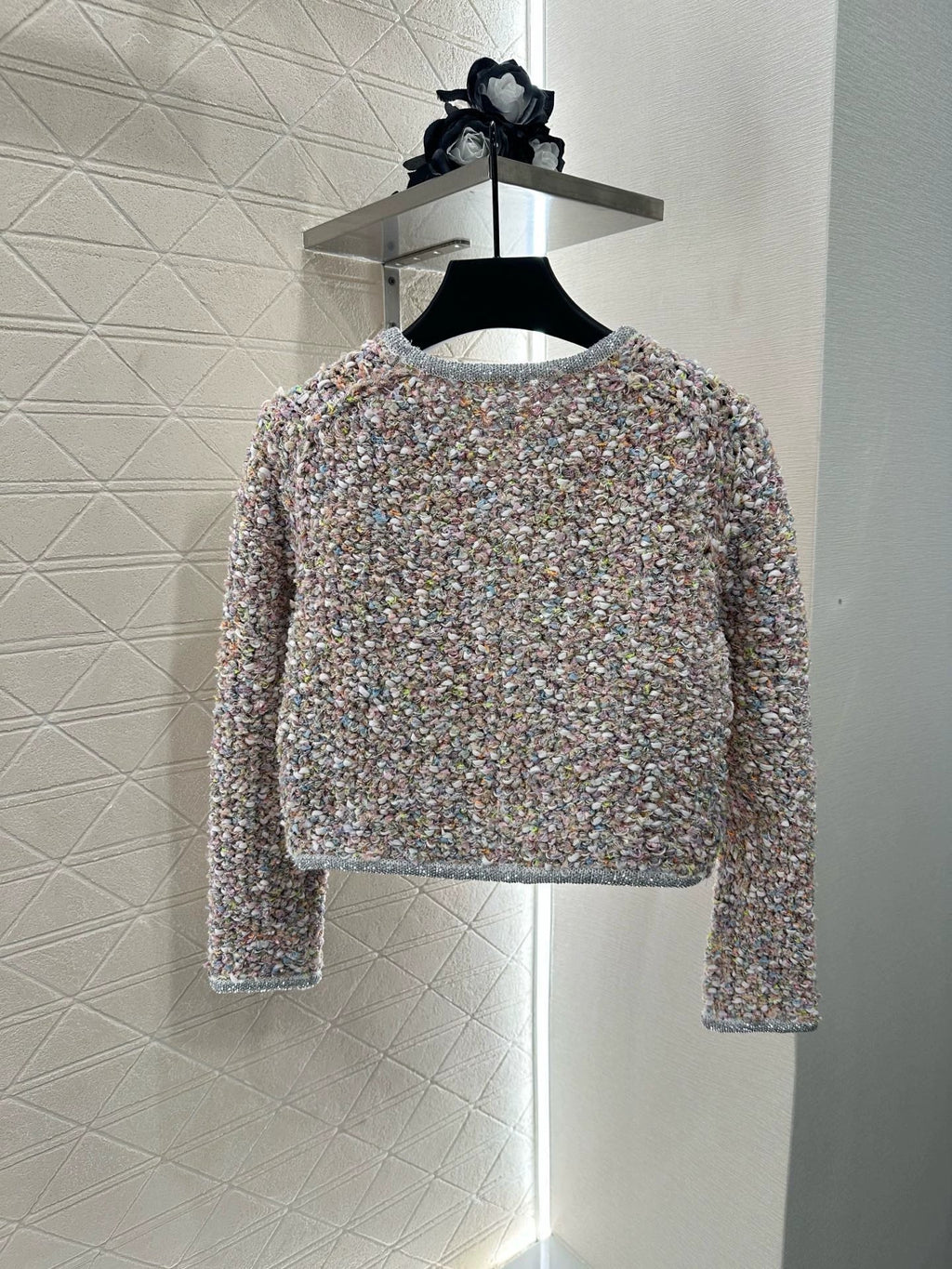 25 Knitted tweed cardigan and skirt set
