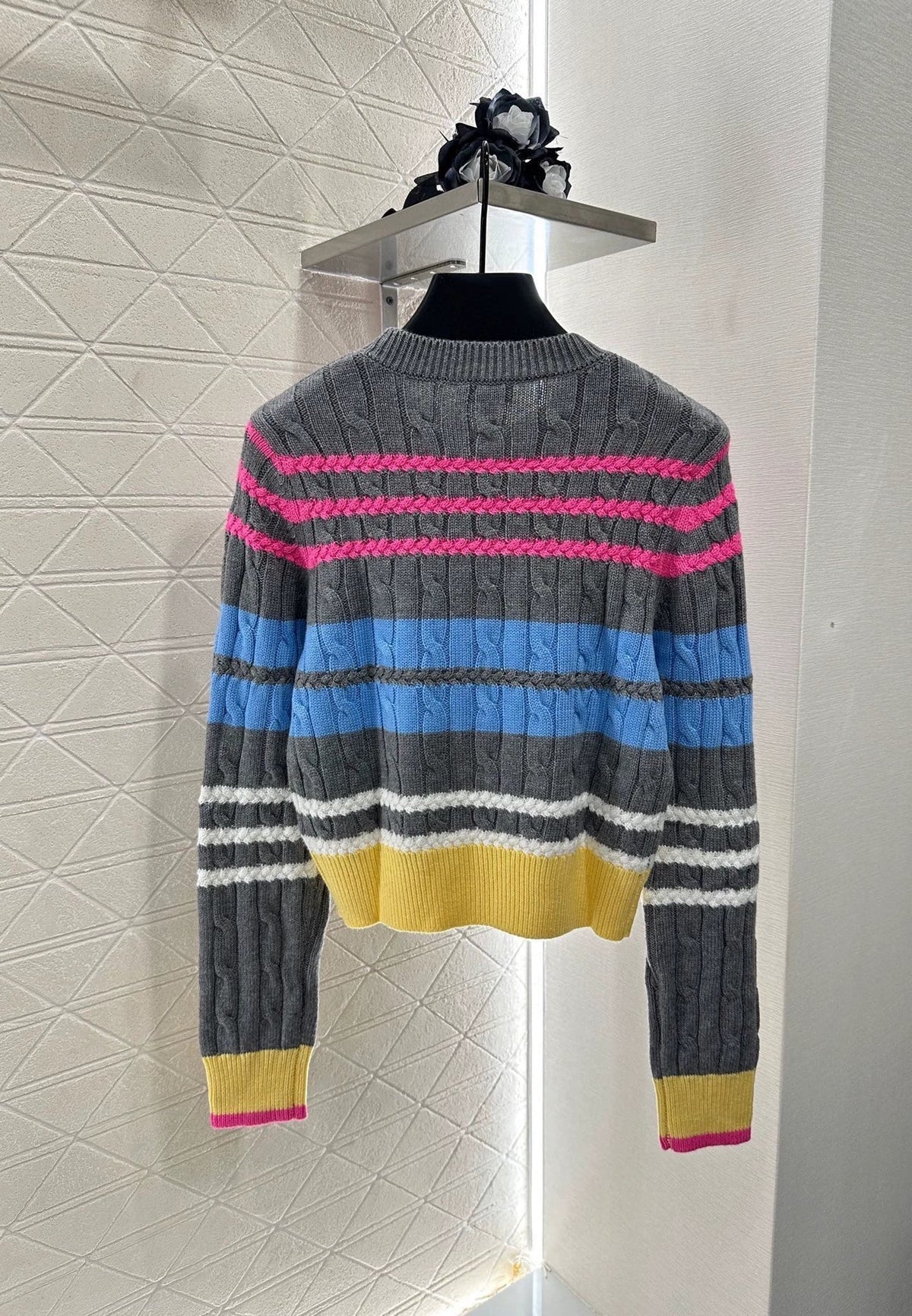 C 25 Colorful Striped Crochet Pullover Sweater