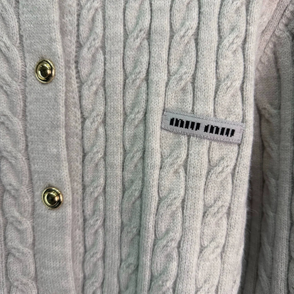 Denim Patchwork Cable Knit Long Sleeve
