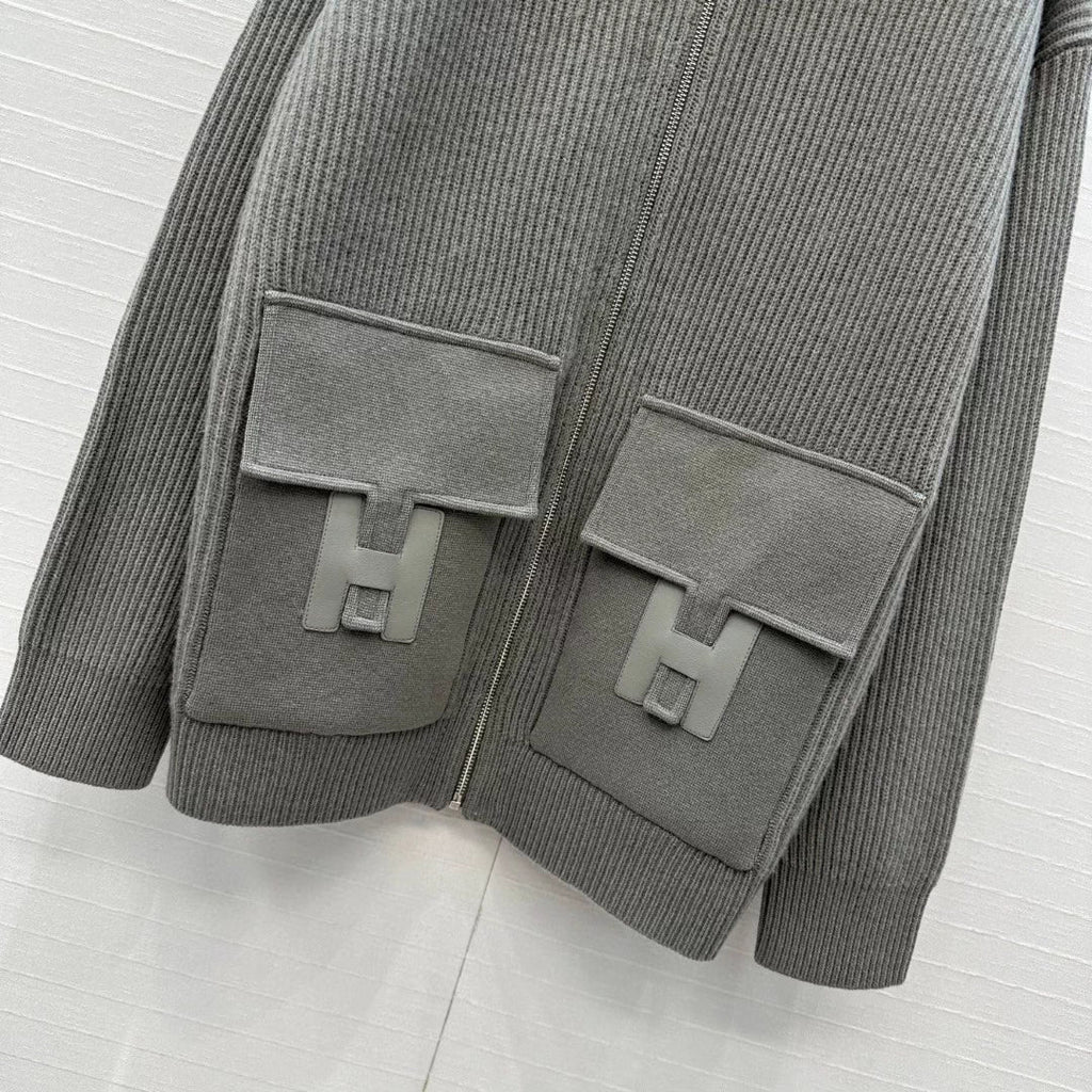 25fw new cashmere knitted zipper jacket
